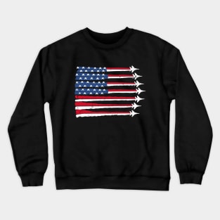 Fighter Jet Airplane American Flag Patriotic 4th Of July distressed Crewneck Sweatshirt